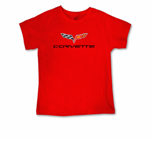C6 Corvette T-shirt - Ladies Red Logo - L, XL & 2X